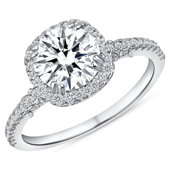 New 2ct Round cut Moissanite Engagement Ring 925 Sterling Silver size 6 7 8 9 10
